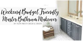An amazing weekend bathroom makeover! Plum Pretty Decor Design Co Weekend Budget Friendly Master Bathroom Makeover With Painted Floors