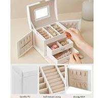 3-Tier Jewelry Box,Travel Jewelry Case with Handle,2 Drawers,Lockable  Jewelry Organizer