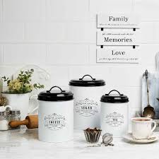 Sold and shipped by home basics. Provence Farmhouse Kitchen Canister Set Of 3 Sugar Coffee Tea Baie Maison