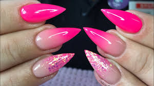 Acrylic nails are artificial nails that are applied on top of your natural nails. Acrylic Nail Tutorial Neon Pink Design Youtube