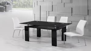 Extra 5% off spend £300 or more. Black Glass High Gloss Dining Table And 4 White Dining Chairs