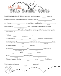 Silly Summer Goals Word Fill In Kids Mad Libs Mad Libs Printable Mad Libs