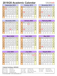 Academic Calendars 2019 2020 Free Printable Word Templates