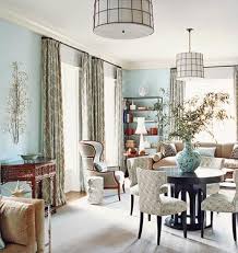 I Like The Mix Of Patterns In This Room Living Room Dining Room Combo Living Dining Room Dining Room Blue