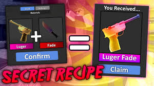 Eternal iv is a godly knife that was originally obtainable by purchasing mm2 merch and redeeming the code that came with it. Secret Crafting Recipe Luger Fade Murder Mystery 2 Reddit Youtube
