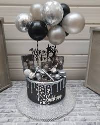 Black And Gold Happy Birthday Topper Shaz On Instagram Happy 18th Birthday Subhan Chocolate Cake Decorated In A Black Buttercre Balloon Cake Birthday Cakes For Men Beautiful Birthday Cakes