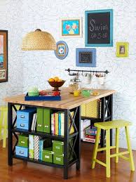 A Bar Height Table With Built In Organization Made From Bookcases And A Prefab Wood Or Laminate Countertop How Small Space Storage Home Diy Kitchen Projects
