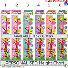 Details About Personalised Height Chart Owl Childrens Wall Sticker Boys Girls Growth Kids Room