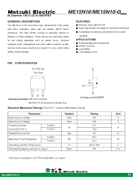 The utc 15n10 is suitable for high efficiency switching dc/dc converter, lcd display inverter and load. Me15n10 G Field Effect Transistor Mosfet