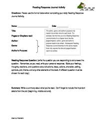 Check spelling or type a new query. Reading Response Journal Activity Sample Page By Serena Georges Tpt