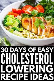 Almonds and other tree nuts can improve blood cholesterol. 30 Days Of Cholesterol Diet Recipes You Ll Actually Enjoy Healthy Eating Menu Low Cholesterol Diet Plan Heart Healthy Recipes Cholesterol