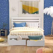 Maybe you would like to learn more about one of these? Queen Size Wooden Platform Bed Frame With 2 Drawers White