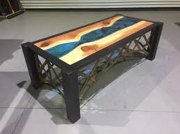79 coffee table live edge acacia wood smooth finish beautiful brown wood grain. Live Edge River Bridge Coffee Table Wildwood Metalworks