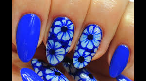 Creative black and blue nail designs. Nail Art Neon Dark Blue Design Flowers Youtube