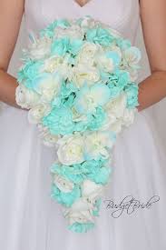 Spa Davids Bridal Wedding Flowers Orchid Hydrangea Bouquet Cascading Teardrop Diamond Pin Bridal Wedding Flowers Turquoise Wedding Flowers Blue Wedding Flowers