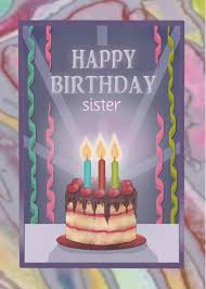 Chocolate Birthday Cake For Sister With Candles Happy Birthday Sister Customize For Any Relation With Cake Candles Card Happy Birthday Sister Candle Cards Sister Birthday