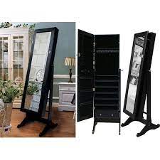 Get 5% in rewards with club o! Black Mirrored Jewelry Cabinet Armoire Stand Mirror Necklaces Bracelets Rings Walmart Canada