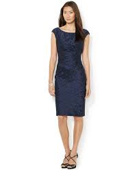 Lauren Ralph Lauren Petite Cap Sleeve Jacquard Knit Dress Dresses Women Macy S Draped Pleats Are Gre Petite Cocktail Dresses Cocktail Dress Lace Dresses