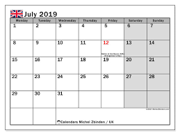 * when a legal public holiday falls on a saturday, it is usually observed on the preceding friday for pay and leave. Printable July 2019 Uk Calendar Michel Zbinden En