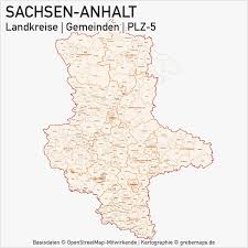 Untersuchte straßen in sachsen anhalt. Sachsen Anhalt Vektorkarte Landkreise Gemeinden Plz 5