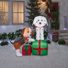 Dalmatian And Beagle Puppy Dogs Holiday Inflatable Inflatable Christmas Decorations Holiday Decor Outside Christmas Decorations