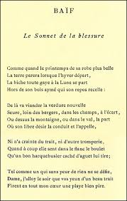 Baif Le Sonnet De La Blessure Poeme Et Citation Blessure Ecrivains Et Poetes