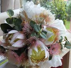 Flower girls and ring bearer; Bridal Bouquet With Australian Native Flowers Summer Bouquet Ivory P Artificial Flower Wedding Bouquets Artificial Bridal Bouquets Australian Native Flowers