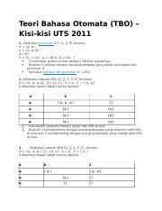 Kumpulan contoh soal teknik kompilasi jawaban dikdasmen. Teori Bahasa Otomata Docx Teori Bahasa Otomata Tbo U2013 Kisi Kisi Uts 2011 1 Diketahui Grammar G V V S P Dimana V A B V S A B S U03b5 Vn P S U2013 Aa Course Hero