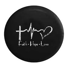 jeep tire cover distressed faith hope love cross heart ekg