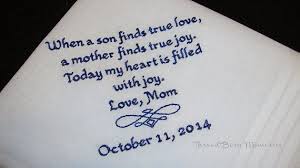 Gift For The Groom From His Mother Custom Embroidered Etsy Wedding Day Quotes Wedding Day Gifts Embroidered Handkerchief Wedding