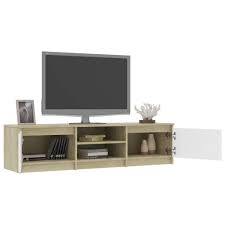Entspannung pur mit diesem stilvollen möbel: Vidaxl Tv Schrank Weiss Und Sonoma Eiche 140 40 35 5 Cm Spanplatte Gitoparts