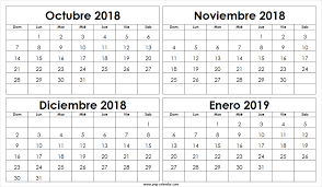 Pin On Calendario Octubre 2018 A Enero 2019 Con