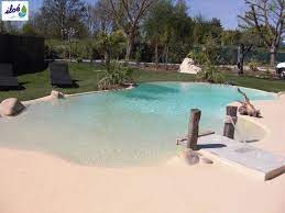 piscine sable beach entry pool backyard beach diy swimming pool