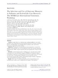 pdf the selection and use of outcome measures in palliative