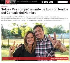 En 2009 fue candidata a concejal de la plata y participó activamente en dicho municipio de la campaña que impulsaba la candidatura de néstor kirchner a diputado nacional por la provincia de buenos aires, contienda que se definiría en las elecciones del 28 de junio de 2009 con el triunfo de francisco de narváez. La Ventana Indiscreta De Julia Tolosa Paz Compro Un Auto De Lujo Con Fondos Del Consejo Del Hambre