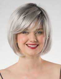 Long Bob Gray Hair Bob Haircuts Gray Bob With Bangs RENERSHOWGrey Bob Short  Wigs For