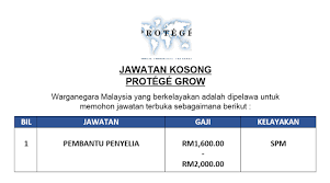 Check spelling or type a new query. Pembantu Penyelia Protege Grow Sdn Bhd
