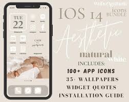 Ios14 App Icons Natural White Aesthetic App Covers Icons Etsy App Covers App Icon Themes App