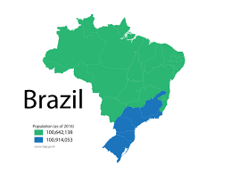 Brazil Split Into 2 Areas Of Equal Population South America Map Map Cartography