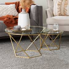 Modern nesting round coffee table set glass accent table in brass mid century minimalist design 2 piece set for living room 18 h x 36 l x 36 w walmart com. Silver Orchid Grant Round Nesting Table Set Overstock 20559232