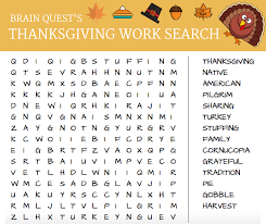 Below are premade thanksgiving word search puzzles created entirely free with our word search maker (below). Brain Quest S Thanksgiving Word Search