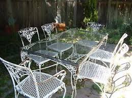 Woodard Pinecrest Wrought Iron Table 6 Chairs 1940 50 Seahorse Seashell Rare Vintage Patio Iron Patio Furniture Vintage Patio Furniture