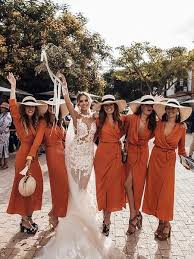Charming V Neck Long Sleeves Burnt Orange Chiffon Long Bridesmaid Dre Orange Chiffon Bridesmaid Dress Burnt Orange Bridesmaid Dresses Orange Bridesmaid Dresses