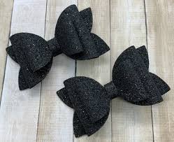Hair bows including vintage and cheer bows, collegiate hair bows, and classic grosgrain hair bows. Black Glitter Bow Black Hair Bow Black Glitter Black Bow Etsy