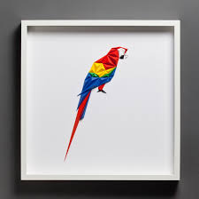 Scarlet Macaw Paper Artwork 52x52cm Etsy Geometric Bird Paper Artwork Paper Art Design