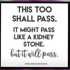 This Too Shall Pass It Might Pass Like A Kidney Stone But It Will Pass Sarcastic Quotes Funny Quotes Funny Quotes About Life