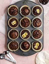 Easy Chocolate Banana Muffins Are Chocolatey Fluffy And Moist From The Overripe Ban Chocolate Banana Muffins Chocolate Banana Muffins Recipe Chocolate Banana