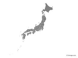 Grey Map Of Japan With Prefectures Free Vector Maps Map Vector Japan Map Vector Free