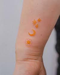 Pin By Kailey On Tattoos Tiny Sun Tattoo Yellow Tattoo Sun Tattoos