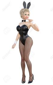 バニーガール。黒の網タイツでセクシーな女性の長い脚。黒水着靴。の写真素材・画像素材 Image 74190997
